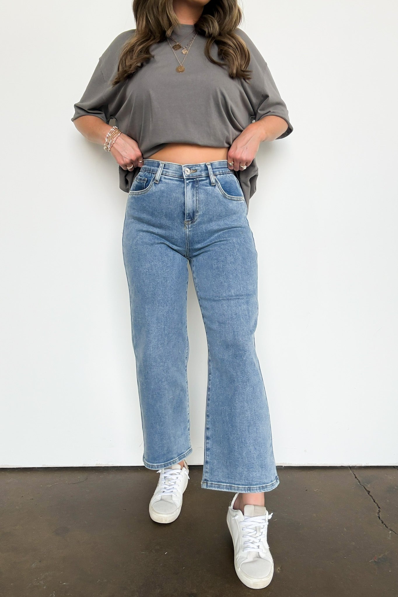 High Rise Bootcut Crop Jeans