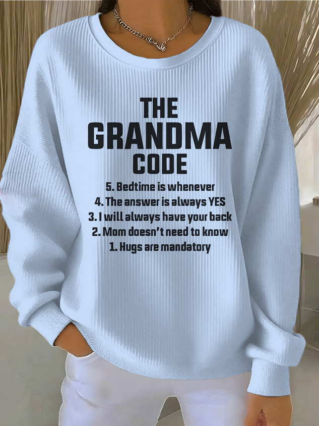 Cotton-Blend Crew Neck Letter Pattern Vintage Sweatshirt