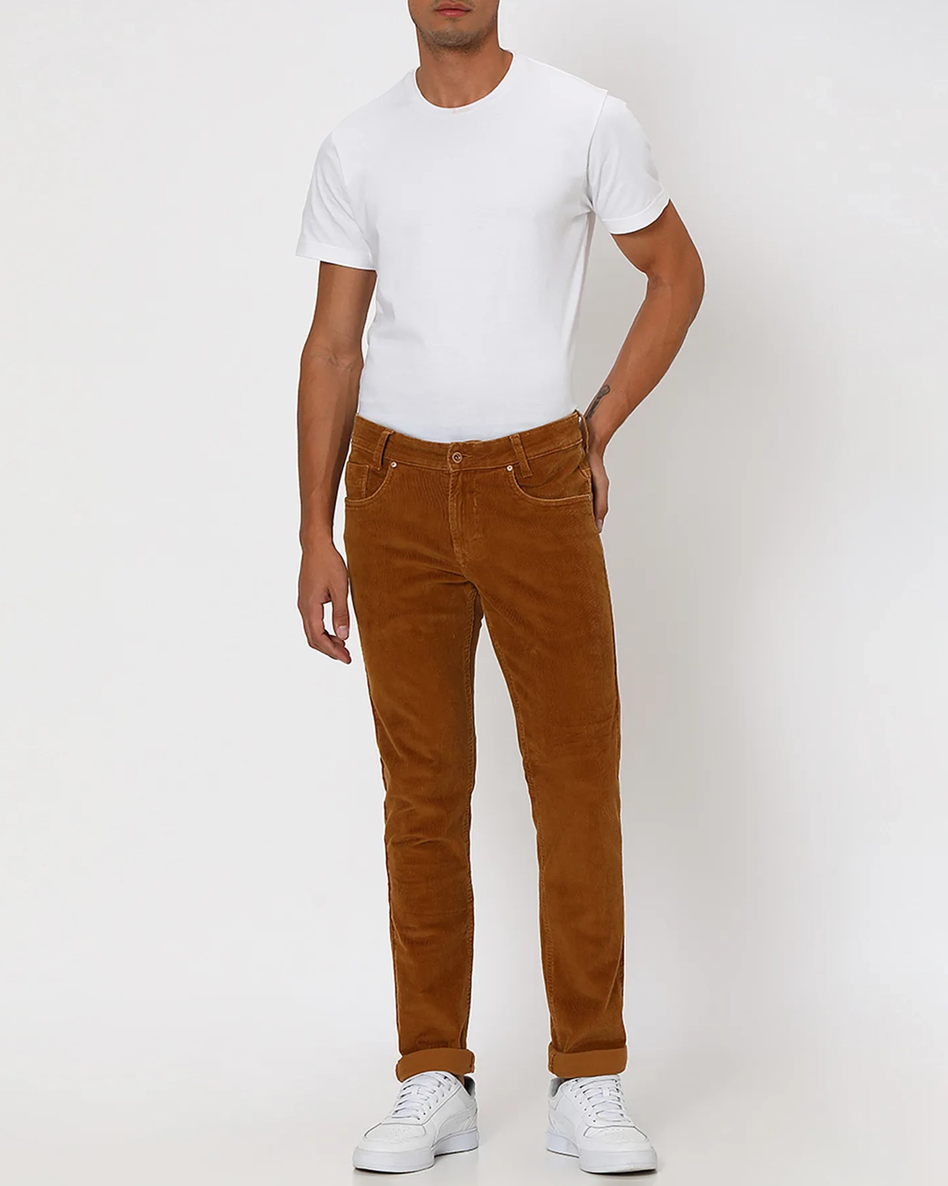 Classic Versatile Slim-Fit Straight-Leg  Khaki Trousers