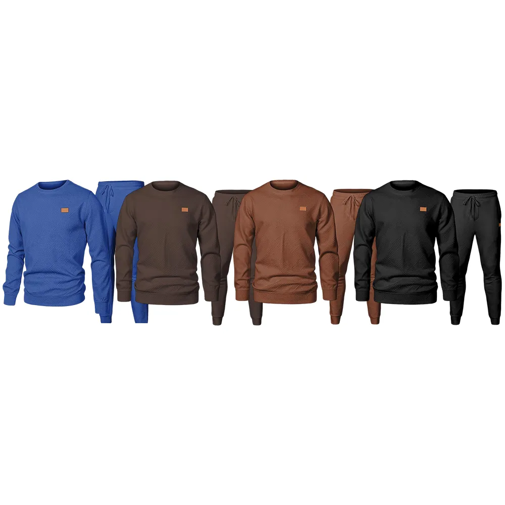Men’s 2-Piece Sweatsuit – Jacquard Crewneck Sweatshirt & Joggers Set