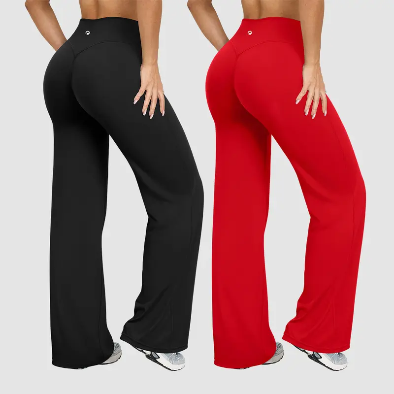 Women's Casual Pants - High-waisted Loose-Fitting Casual Pants - Comfortable and Elastic Loose Pants with Stretchy Material - Straight Leg Hem