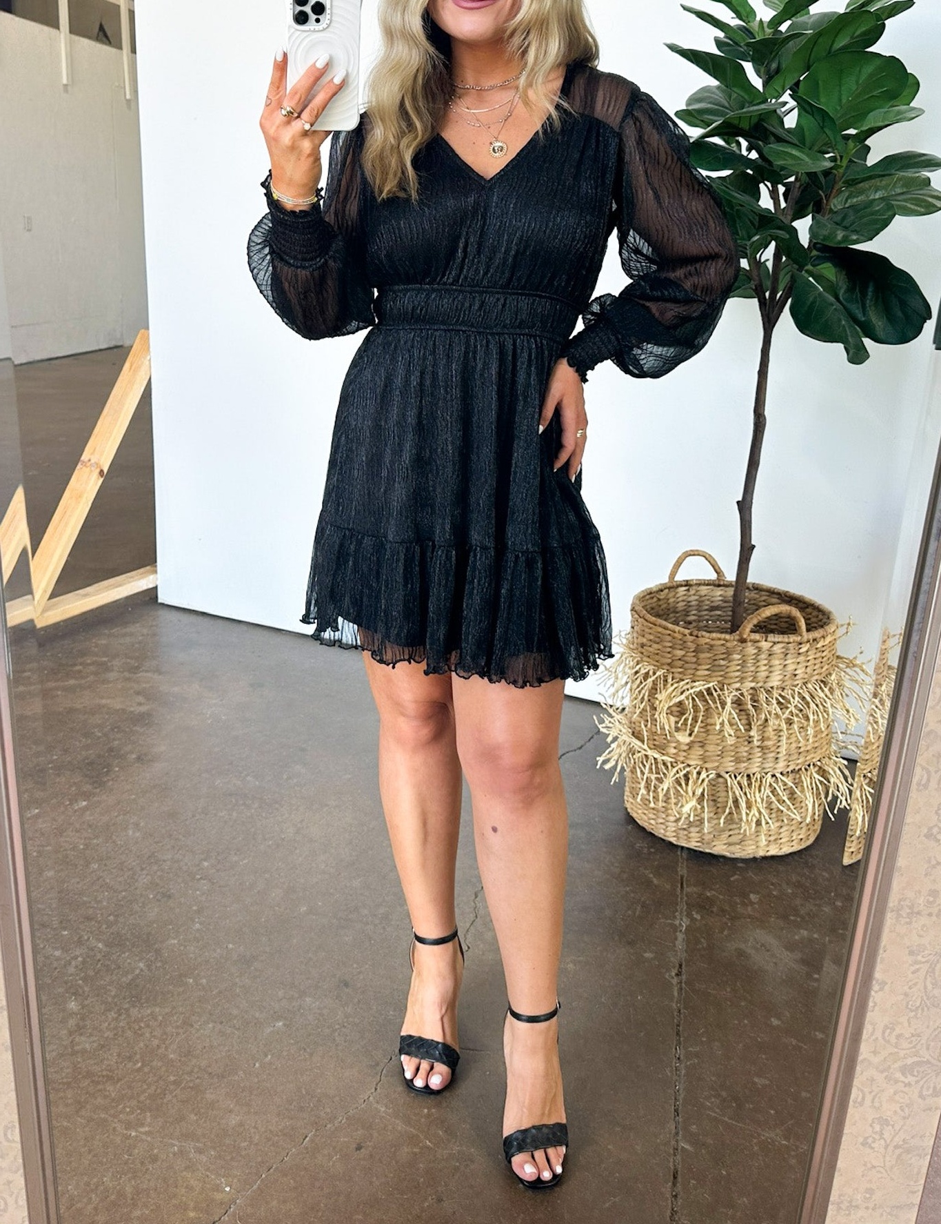 Dramatic Persona Glitter Shirred Dress