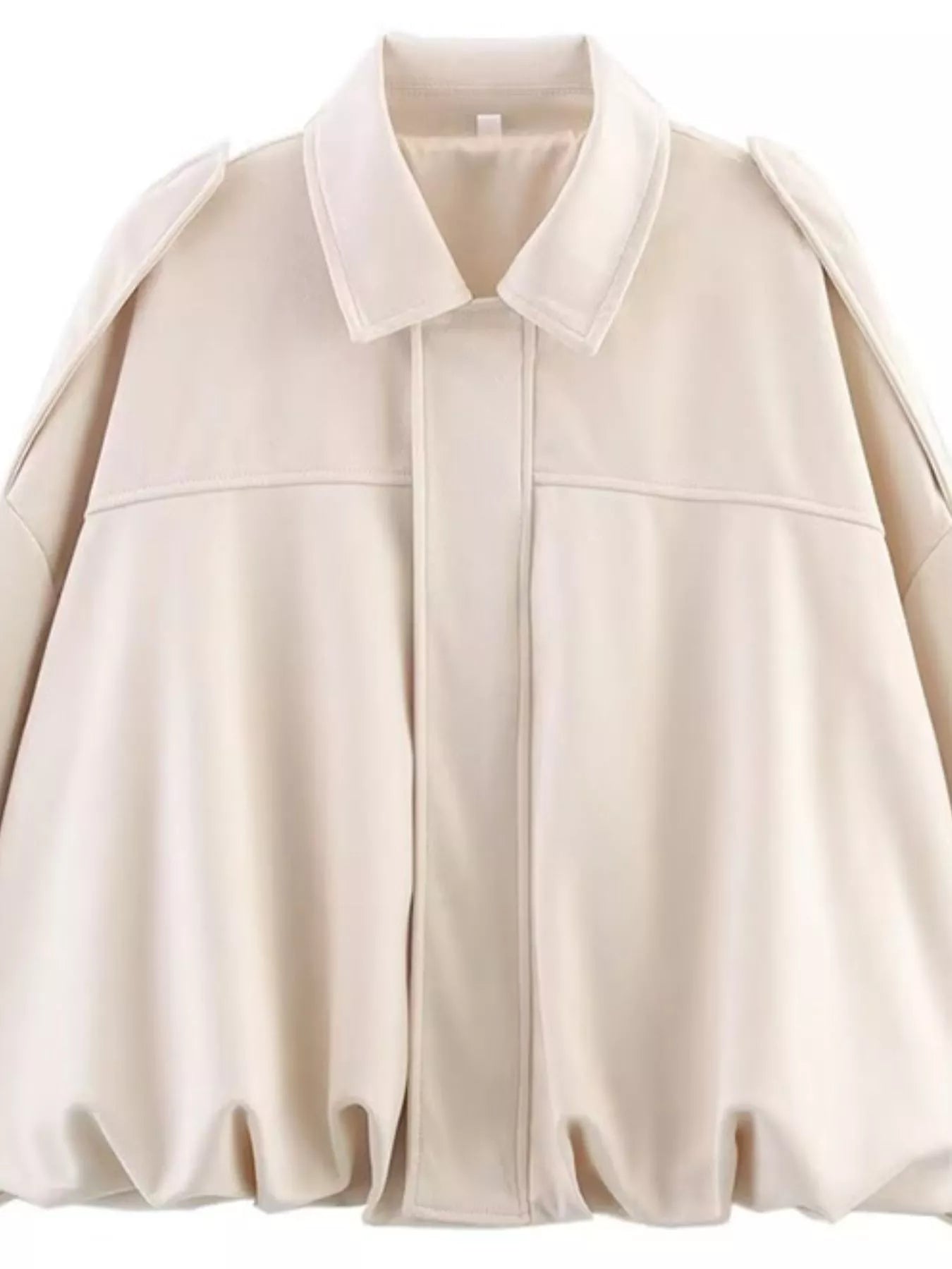 Collared Neck Dropped Shoulder Jacket