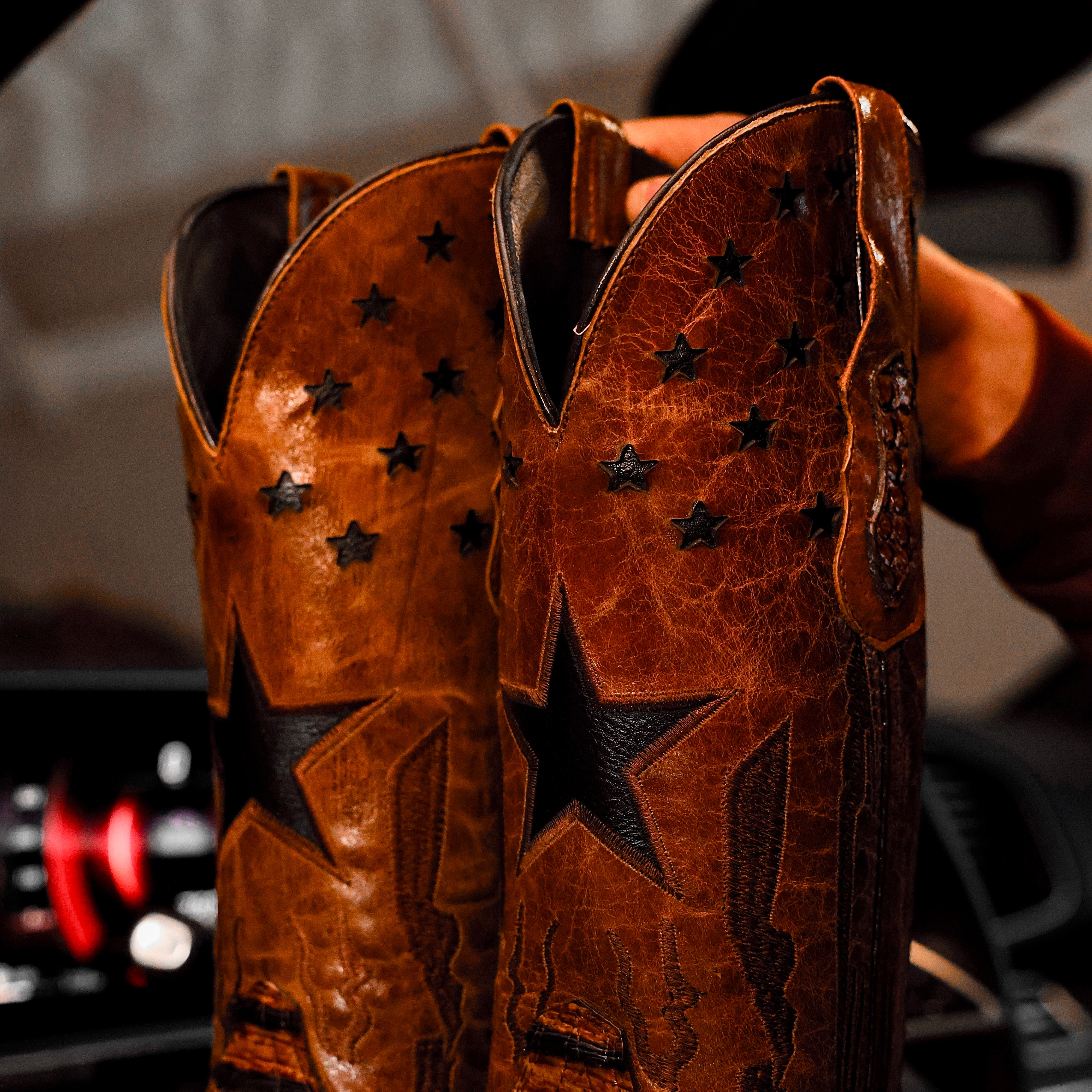 Honey Cognac Python Leather Boots - Square Toe