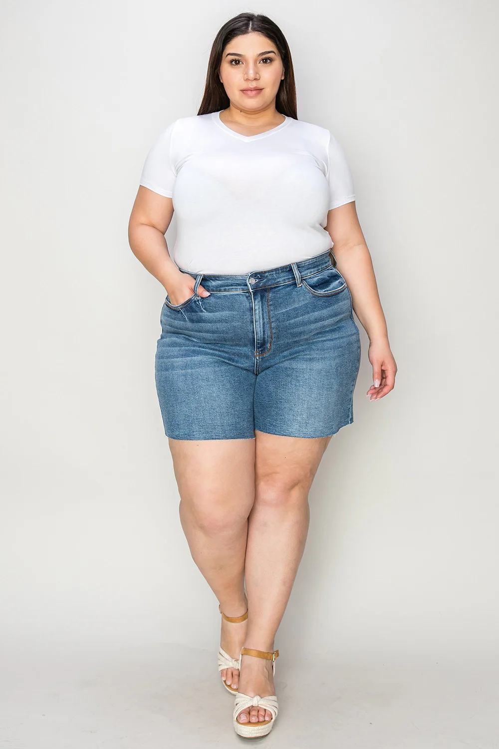 Samantha High Waist Slim Denim Shorts