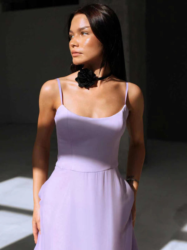 Style A-Line Skirt With Spaghetti Straps And Big Swing Three-Dimensional Flowers