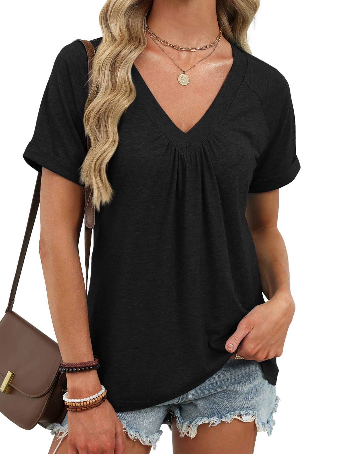 Casual V-Neck Short Sleeve T-Shirt