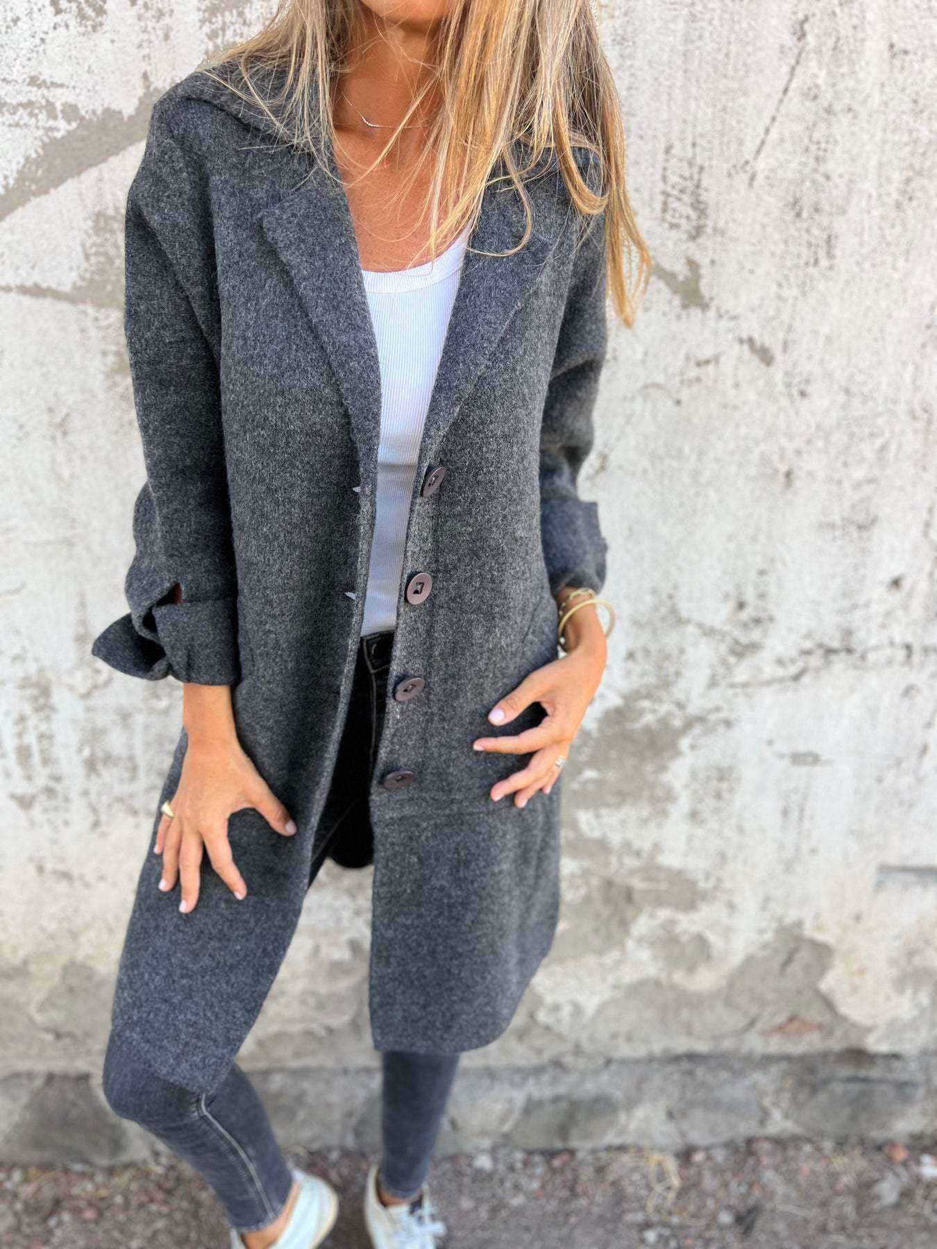 CLEARANCE SALE🔥 Casual Lapel Wool Single Breasted Long Coat- 48% OFF