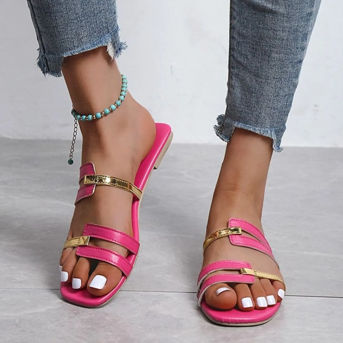 Open Toe Flats Sandals (multiple color options)