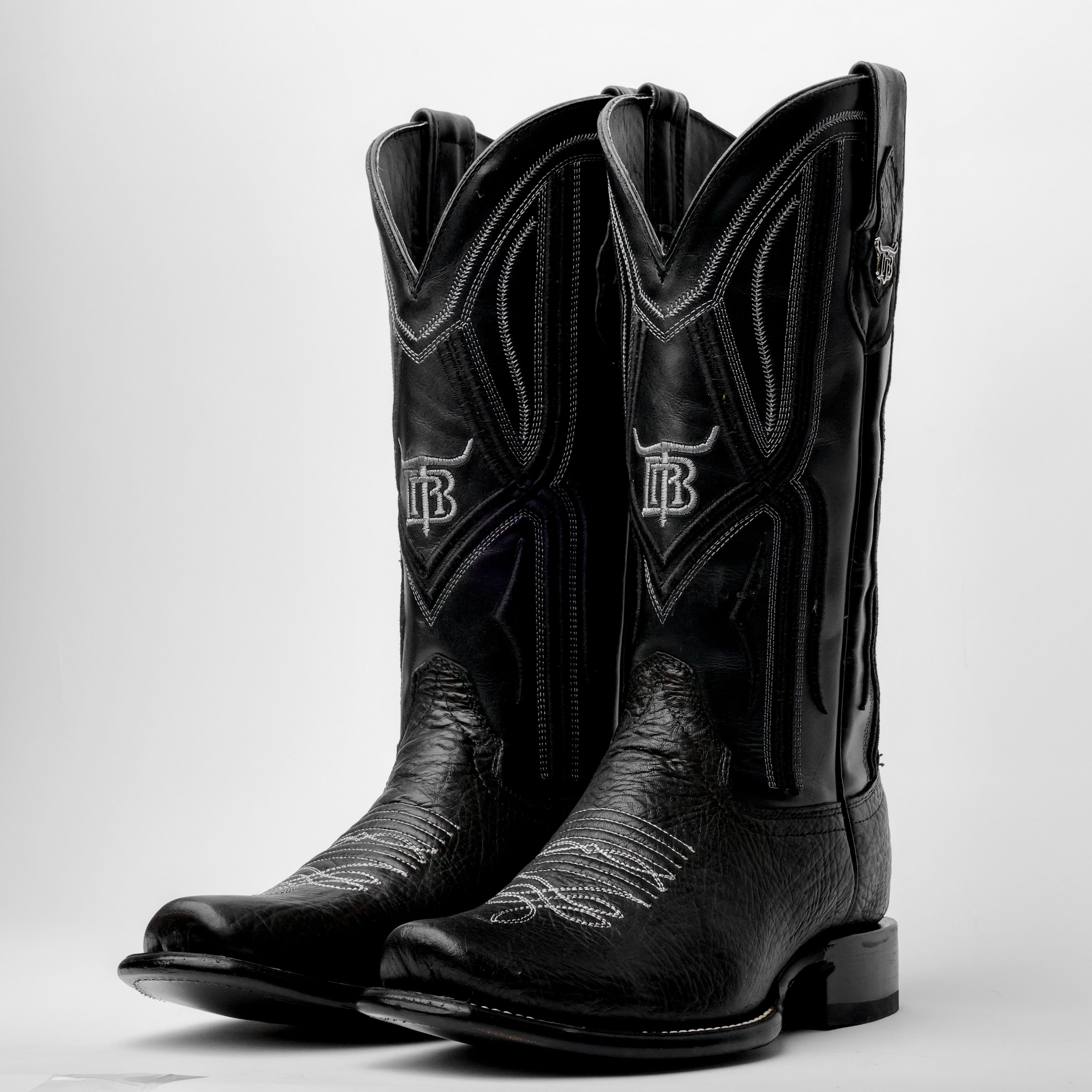 Genuine Black Bull Shoulder Boots - Cutter Toe