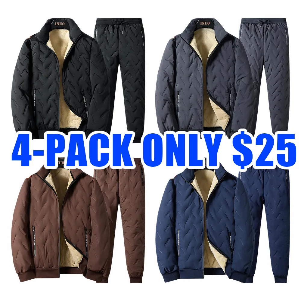 Men’s Fleece-Lined Winter Jacket & Vest Set – Warm, Windproof, Thickened Cotton Coat