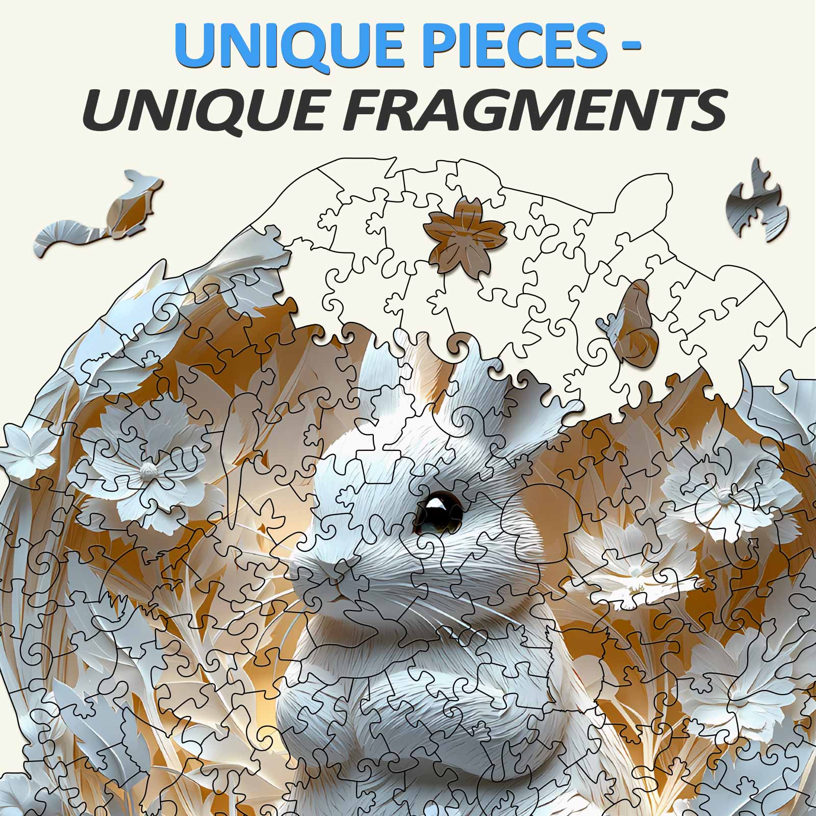 3D Paper Rabbit Wooden Jigsaw Puzzle