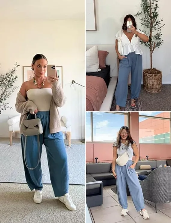 Womens Baggy Wide Leg Pants