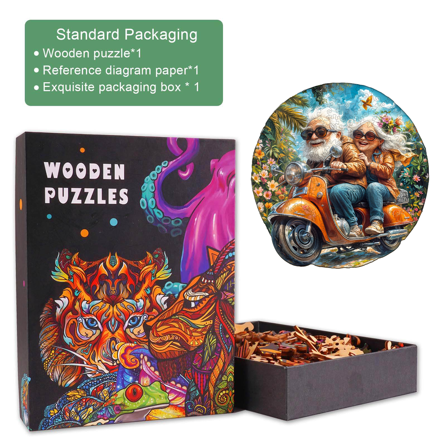 Motorcycle Granny-2 Wooden Jigsaw Puzzle