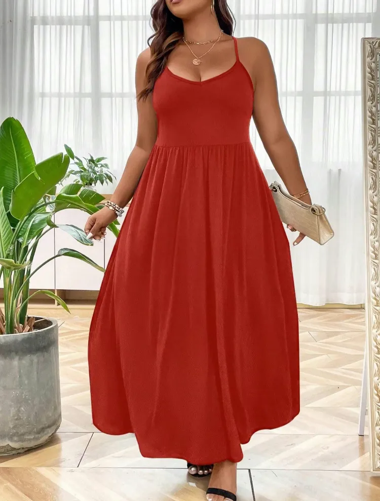 Plus Size Backless Cami Dress - Women's Sleeveless Summer Dress