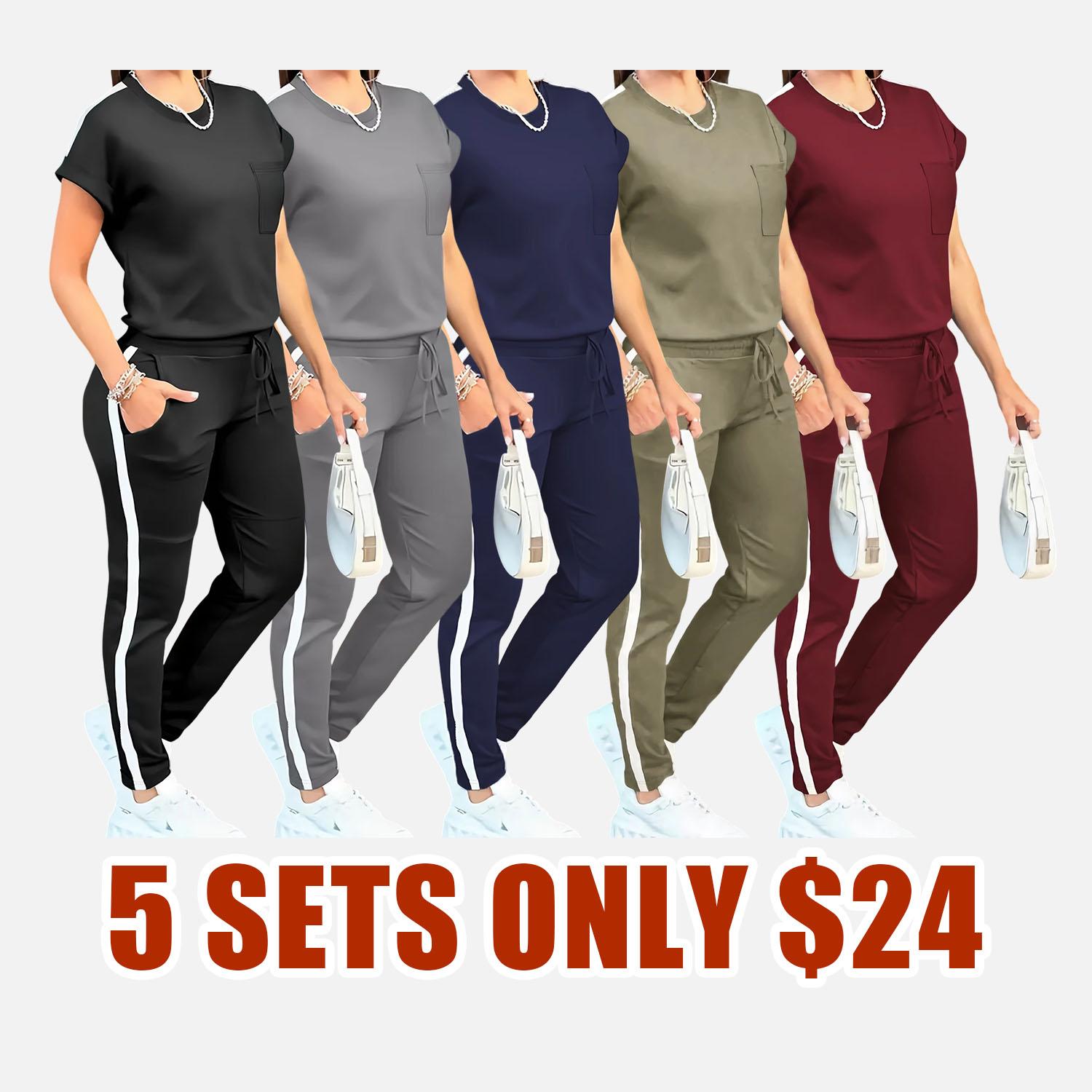 Fashionable Commuting Short-Sleeve And Long-Pants Casual Outfit