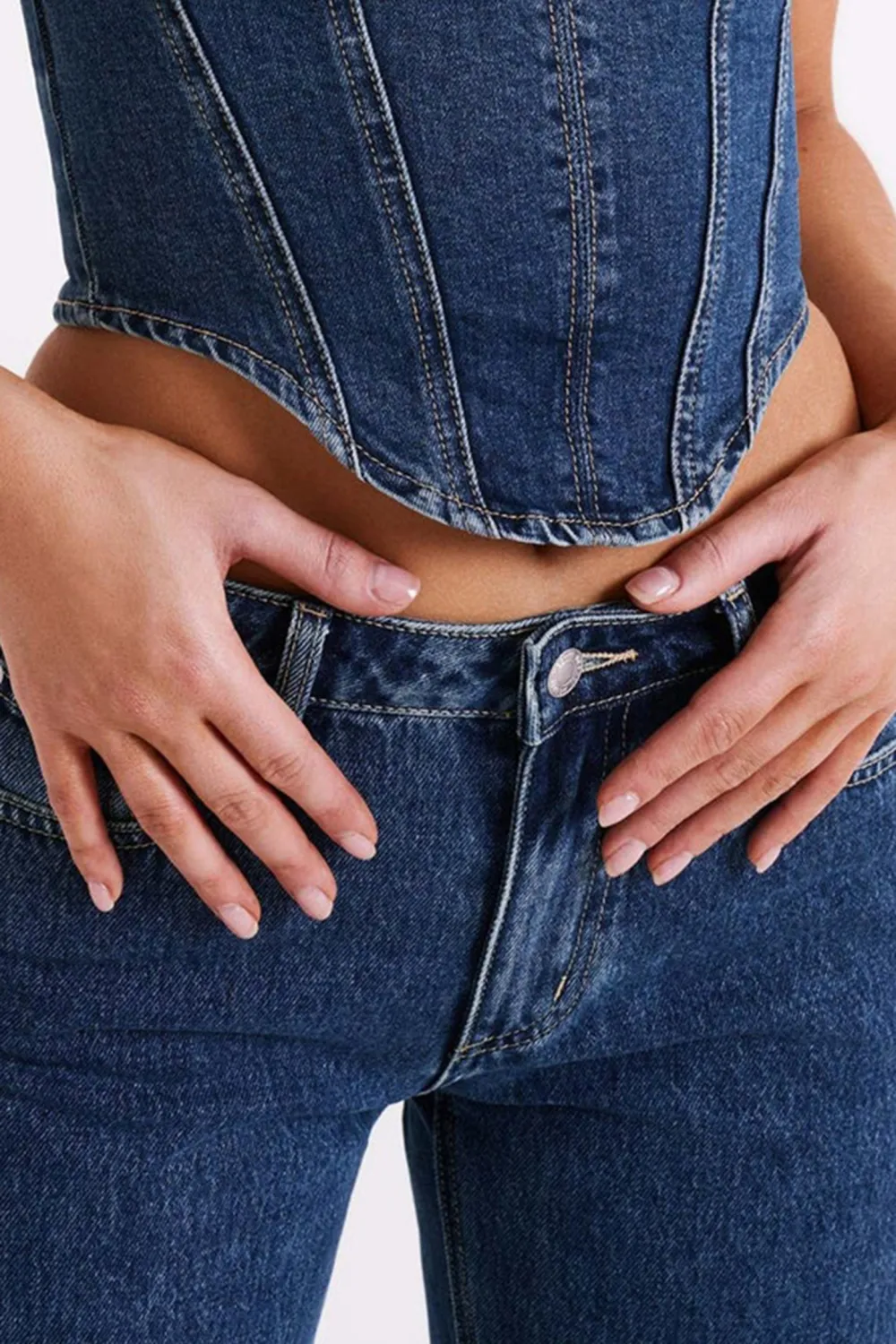 Denim Lace Up Corset