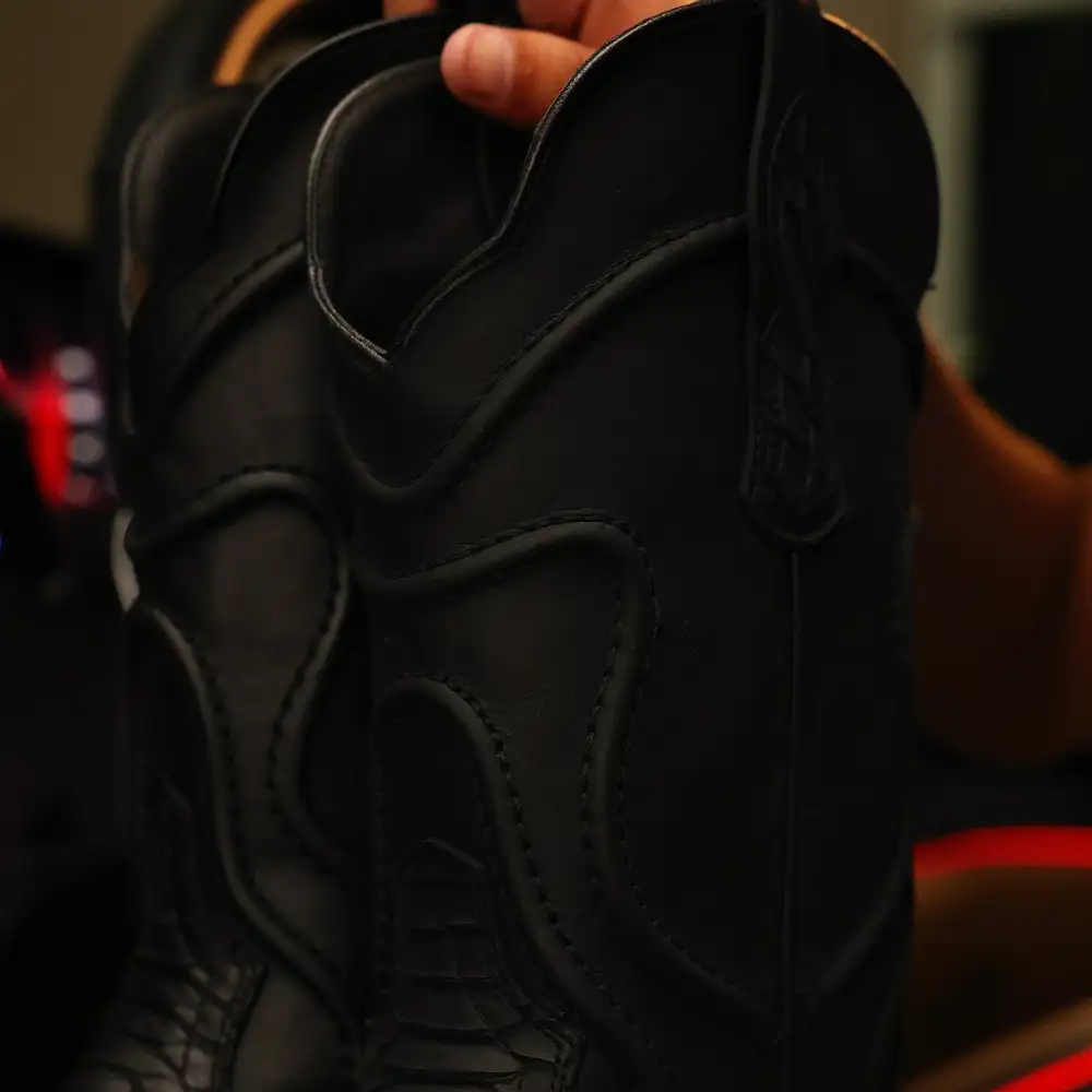 Matte Black Python Boots—Square Toe