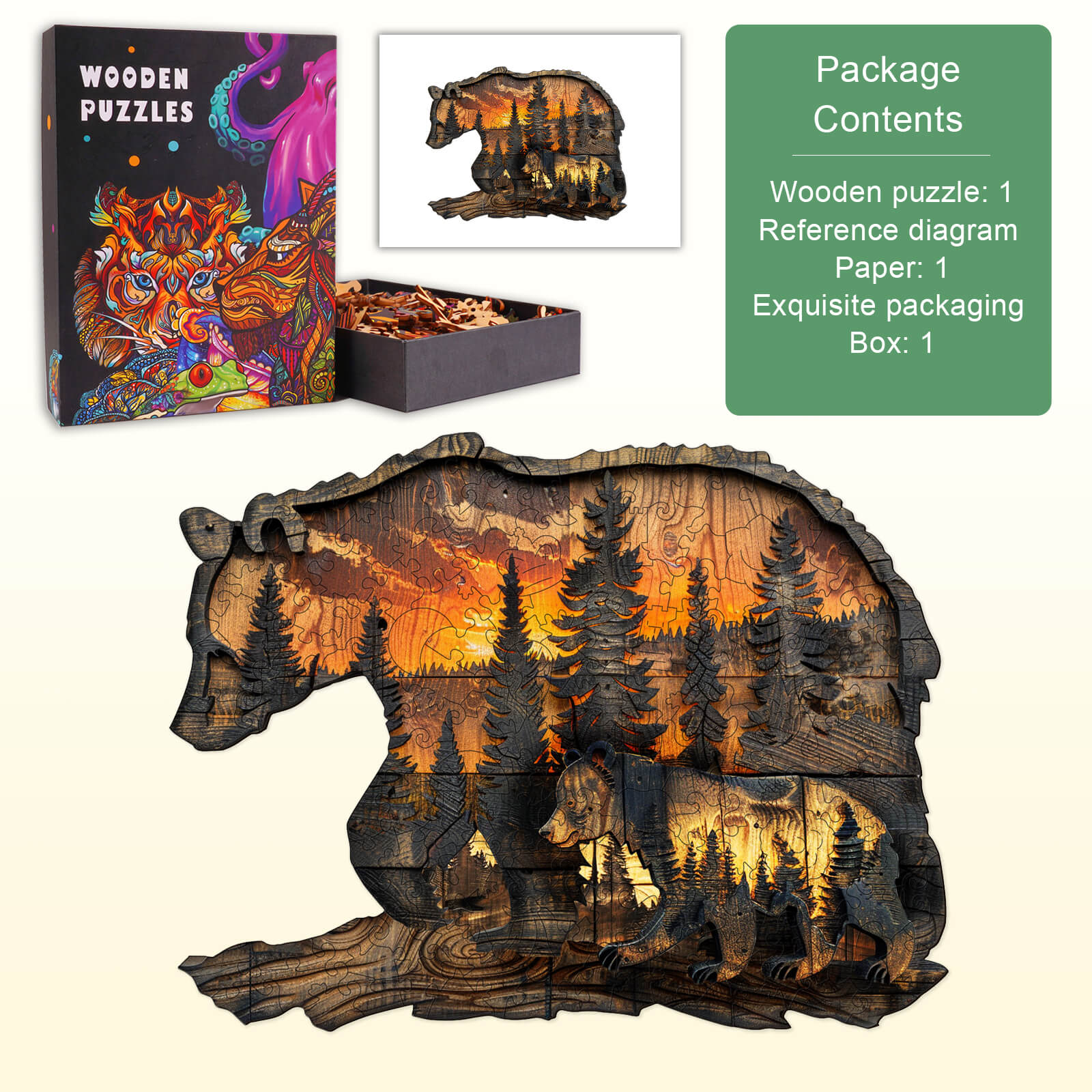 Woodcarving Bear Wooden Jigsaw Puzzle