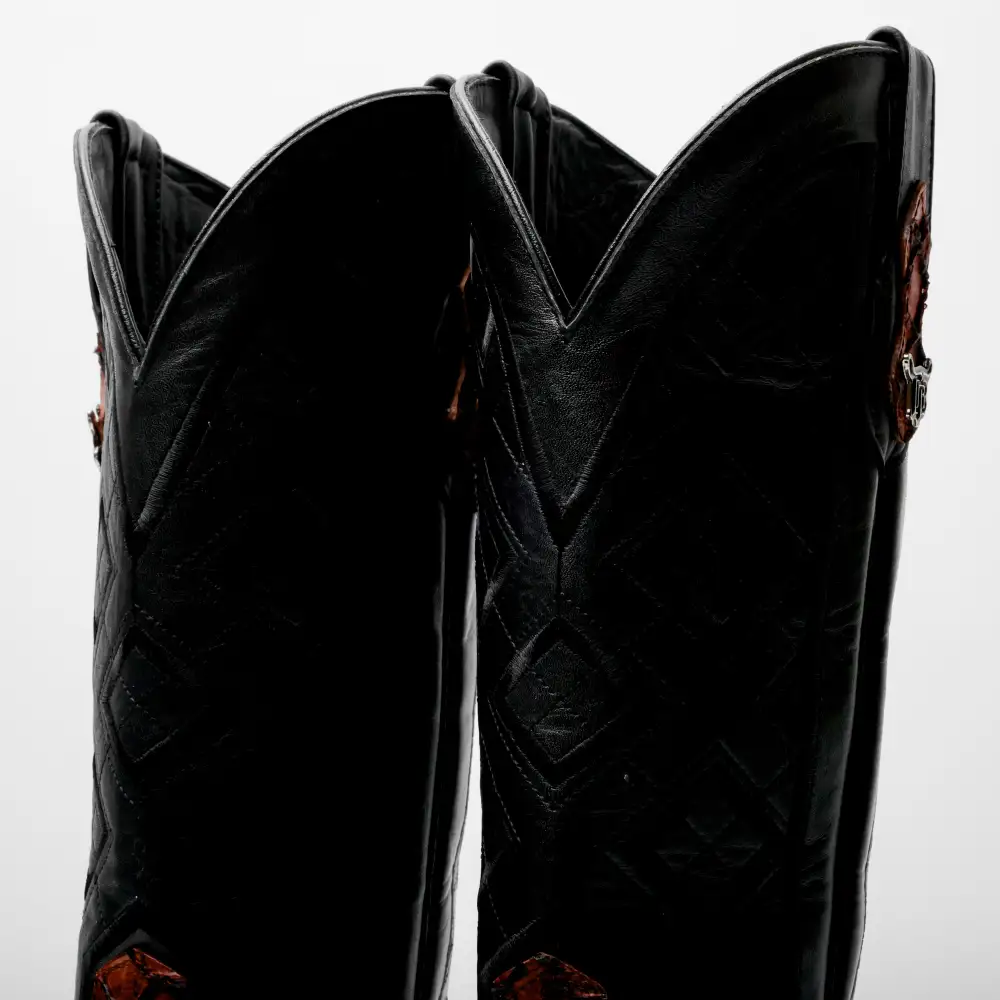 Cognac Mini Pirarucu Leather Boots - Square Toe