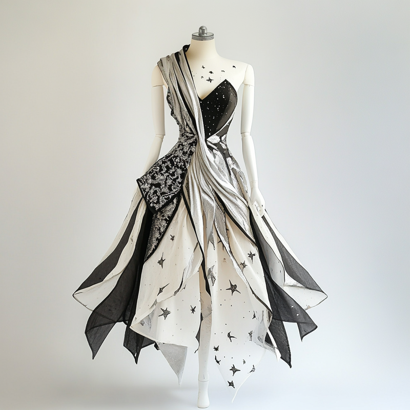 Summer original design magician theme hot stamping dress 7995