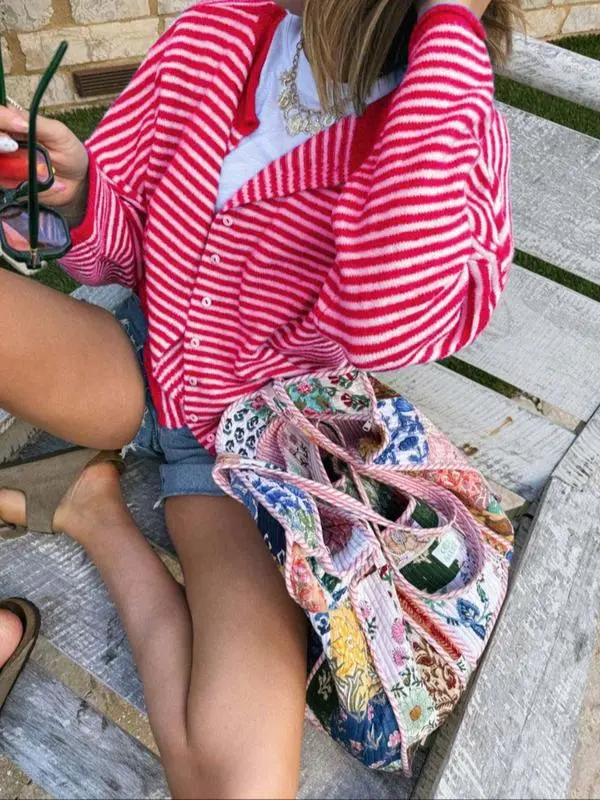 Women's Striped Sweater Cardigan