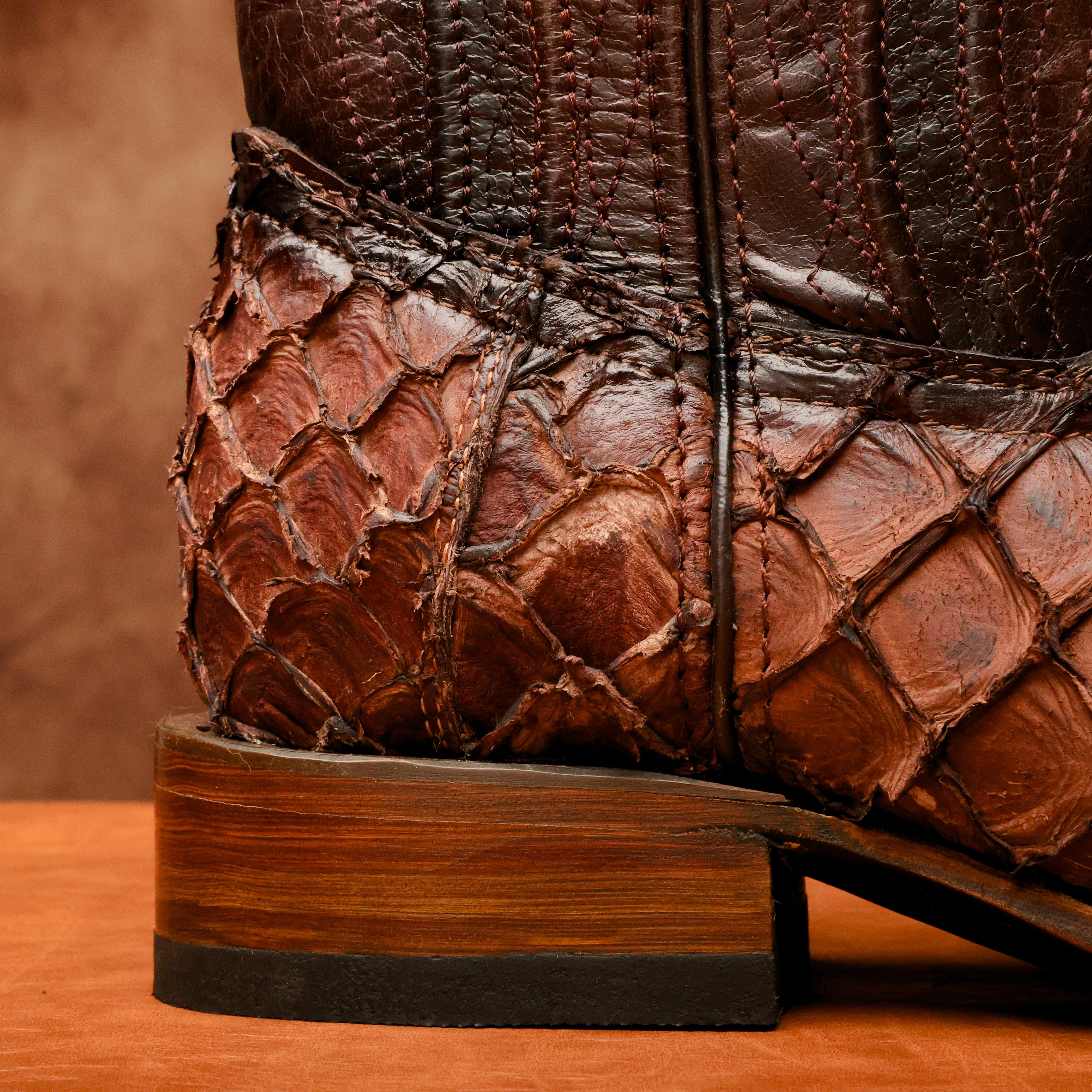 AUTHENTIC Brown Pirarucu Boots - Square Toe