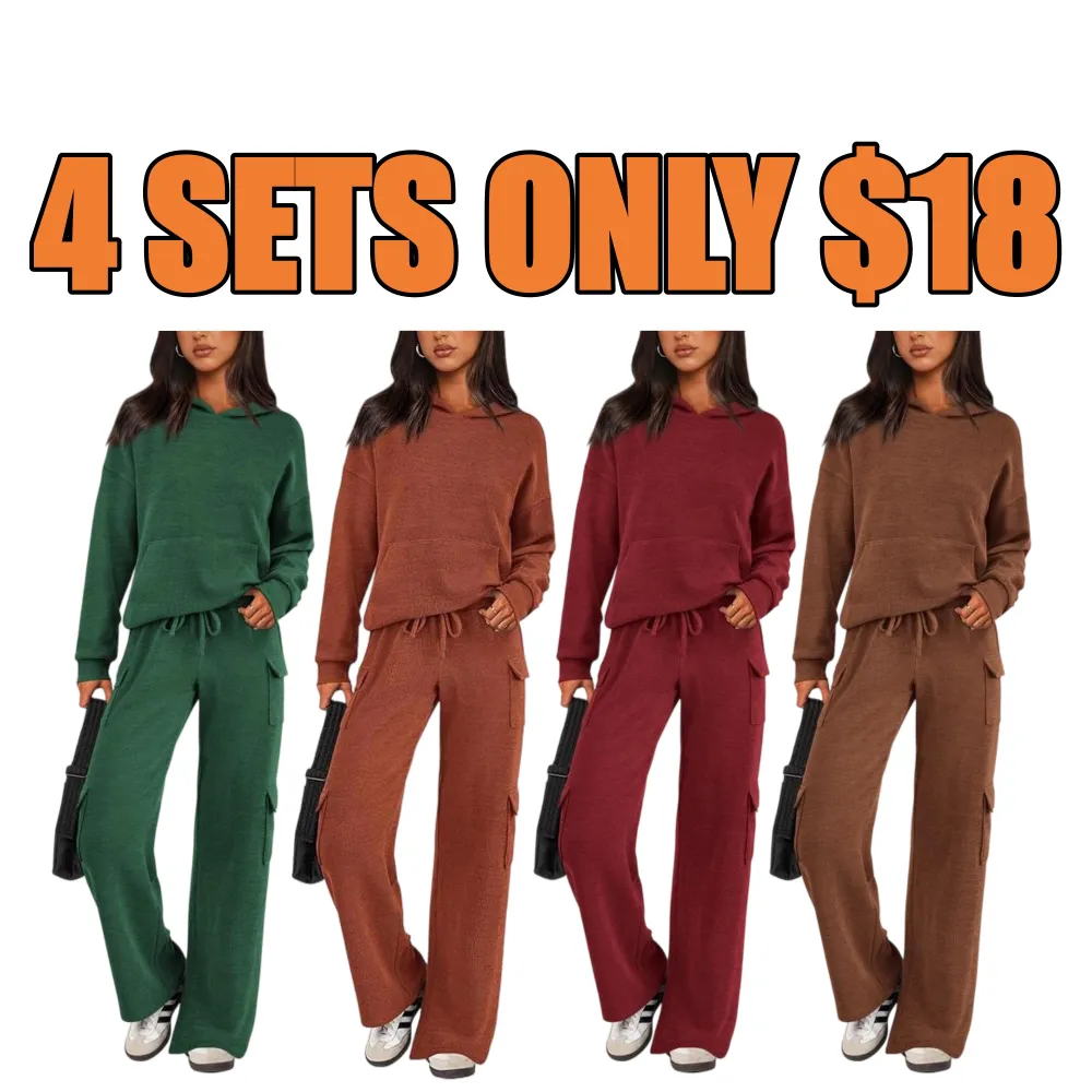 Women’s 2-Piece Knit Hoodie & Wide Leg Set