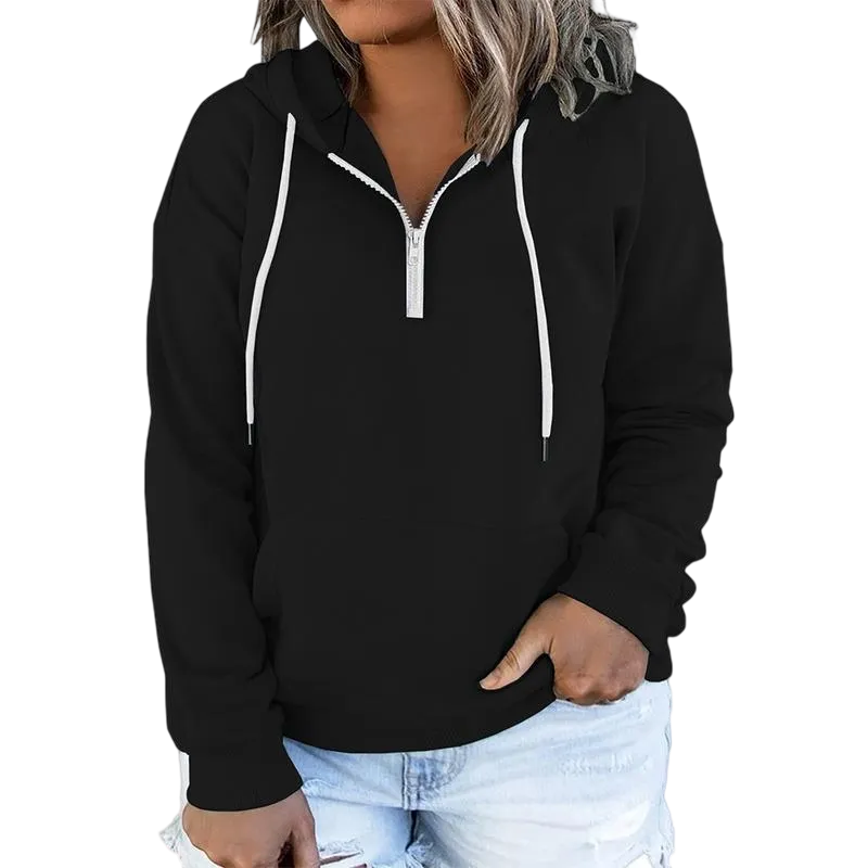 Women's Plus Size Hoodies Quarter Zip-Up Sweatshirts