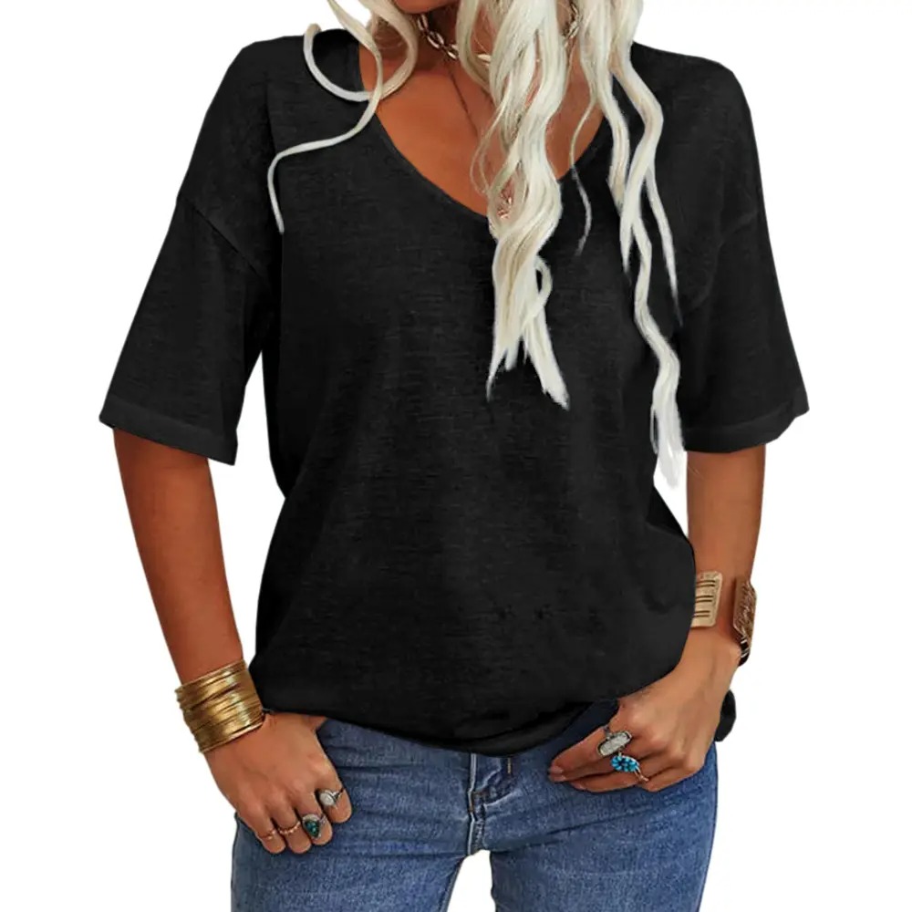 🌟🌟Women’s Soft V-Neck Casual Loose Fit T-Shirt