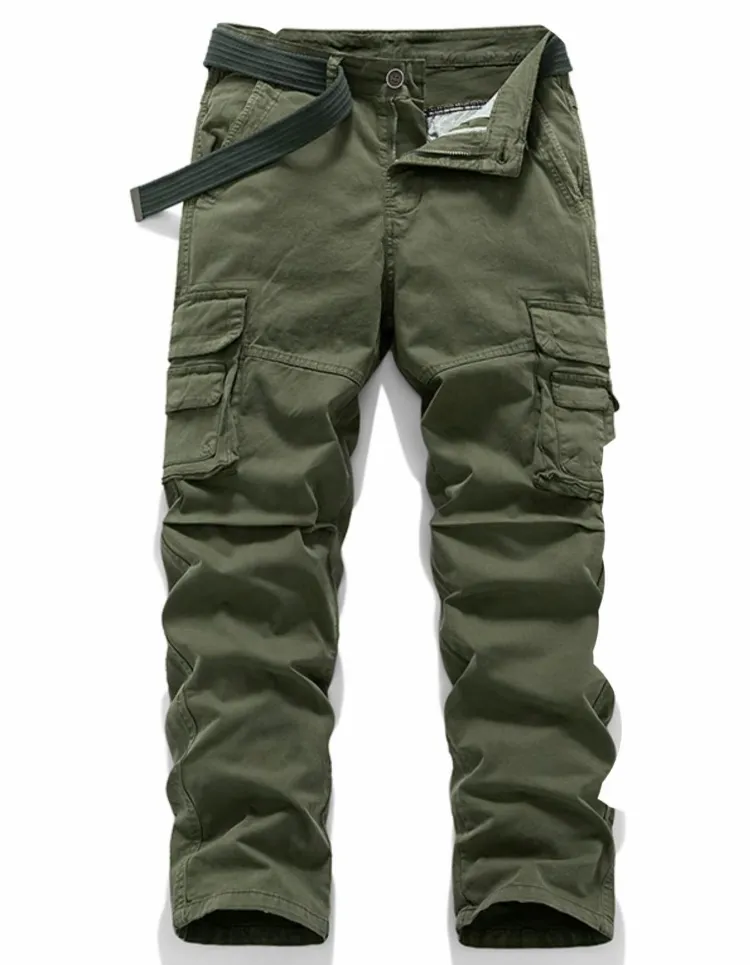 Men's Casual Straight-Leg Cargo Pants with Belt – Multi-Pocket, All-Season Comfort for Daily Streetwear
