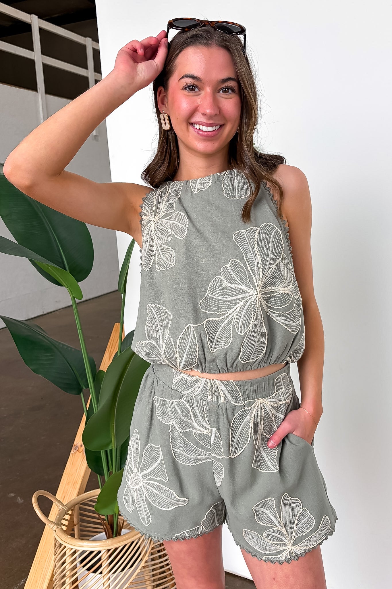 Floral Embroidered Shorts