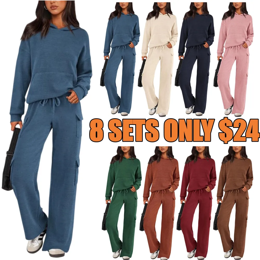 Women’s 2-Piece Knit Hoodie & Wide Leg Set