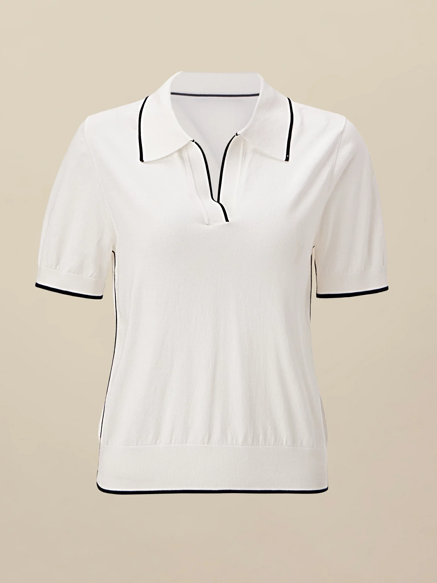 Lyocell Contrast Knit Blouse Top