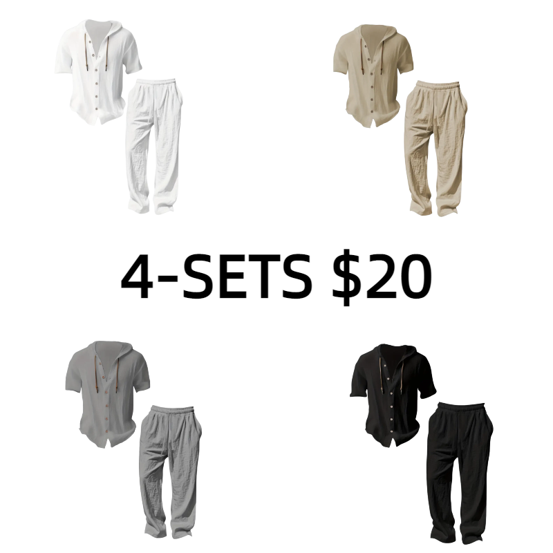 Men’s lightweight two-piece set with a hood, casual vacation style