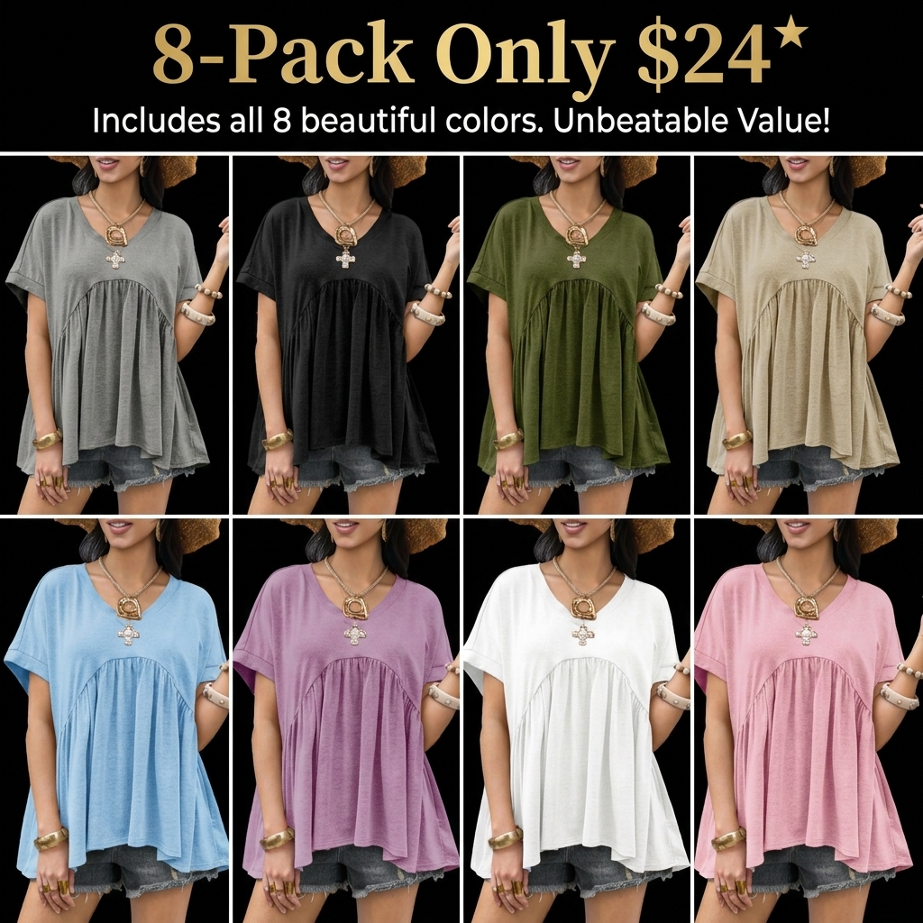 Women's Summer V-Neck Peplum Top