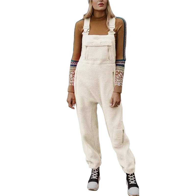 Women's Fleece Warm Overalls Winter Loose