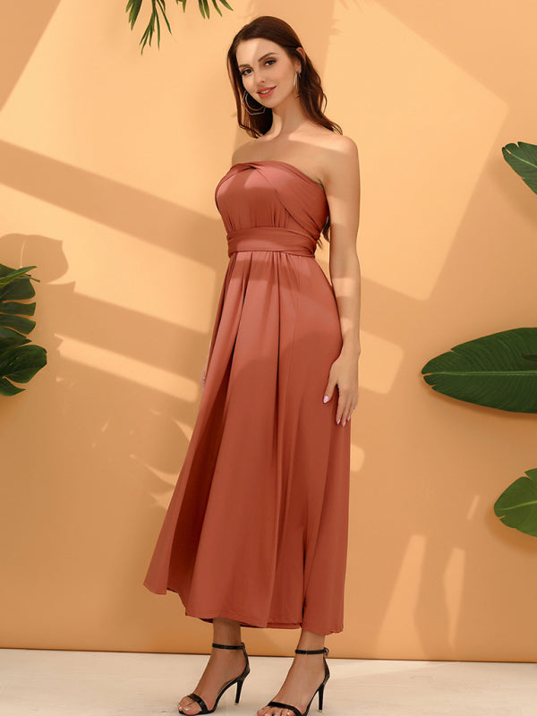 Multi-wear Fado rope cross backless sexy maxi bandage dress