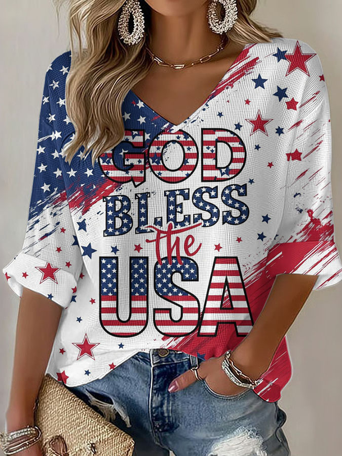 Women's casual Independence Day commemorative printed tie dye T-shirt, commemorating the 250th anniversary of the founding of the United States