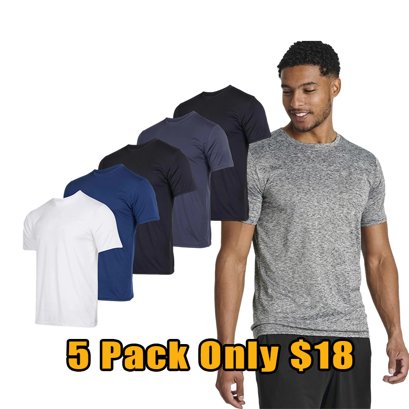 Men's Dry-Fit Performance Athletic T-Shirt 5-Pack
