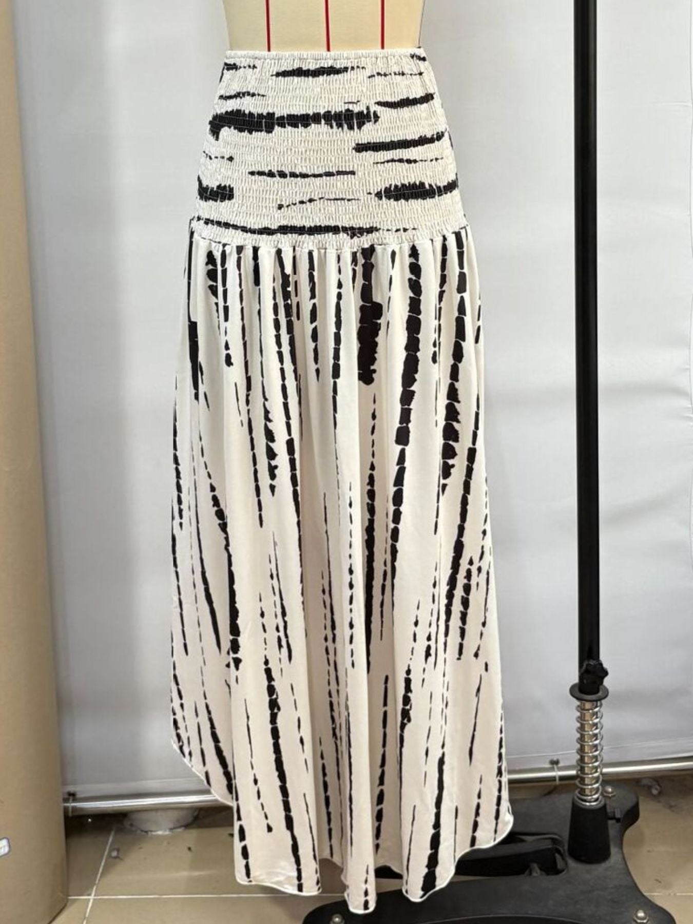 Smocked Asymmetrical Hem Skirt