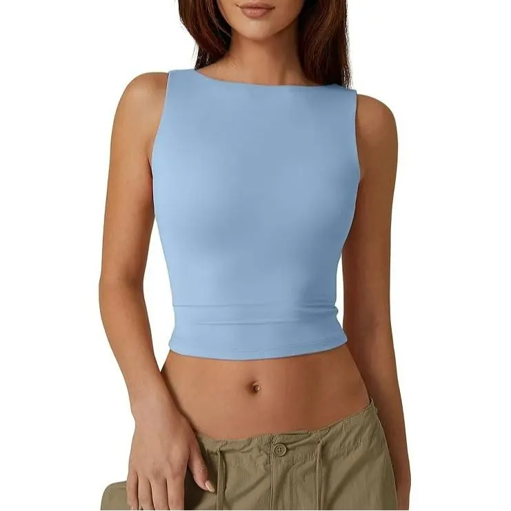 Women's Sexy Open Back Sleeveless Crop Tank