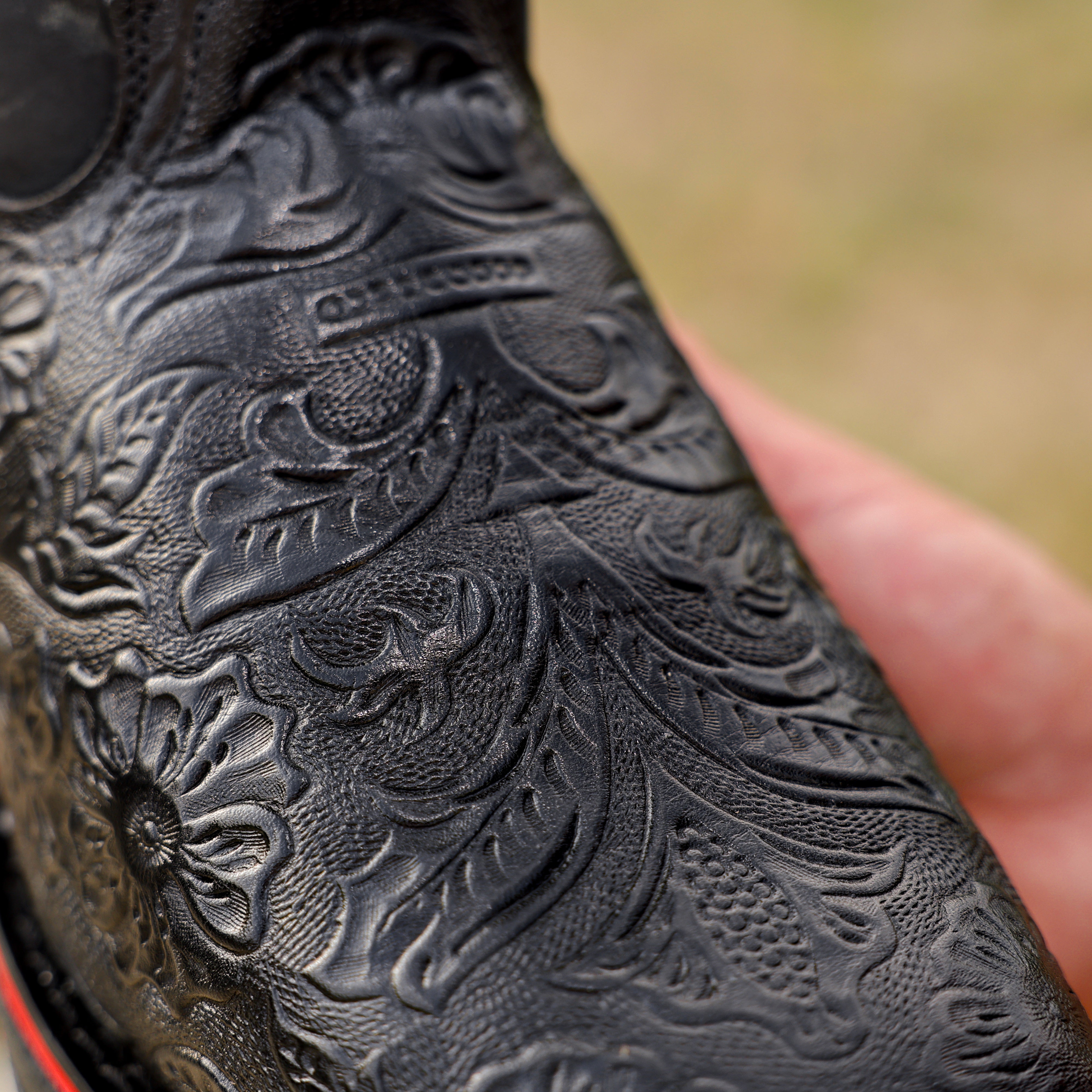 Black Hand-Tooled Leather Boots With 3D Lightweight Sole - Composite Toe