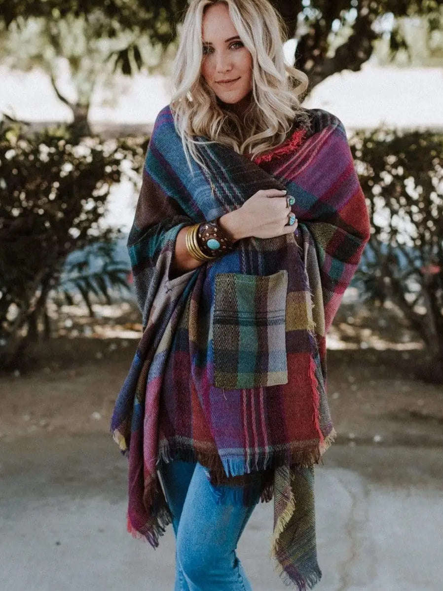 Plaid Pocket Ruana Wrap