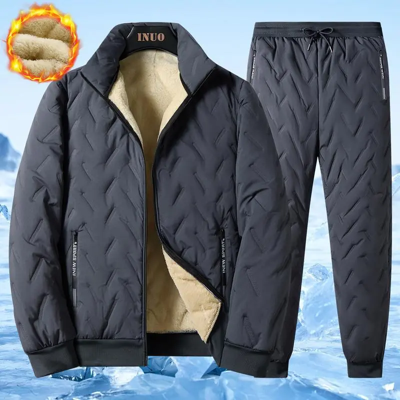 Men’s Fleece-Lined Winter Jacket & Vest Set – Warm, Windproof, Thickened Cotton Coat