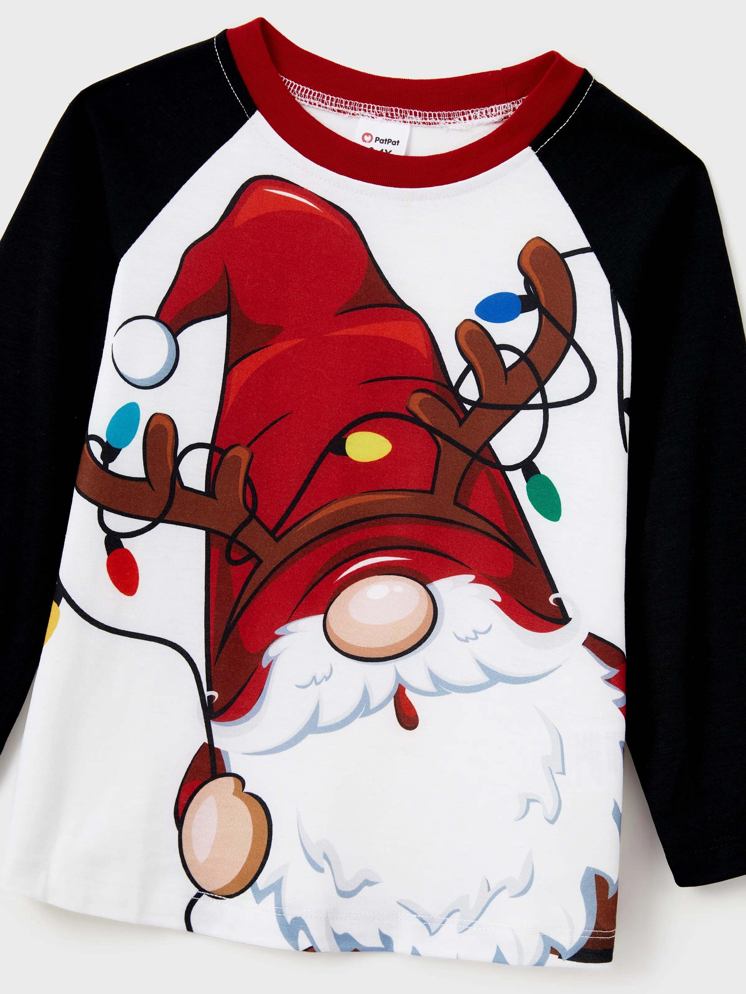 Christmas Family Matching Santa Print Raglan Sleeves Pajamas Sets with Christmas Socks (SGS Certied Safety) Red