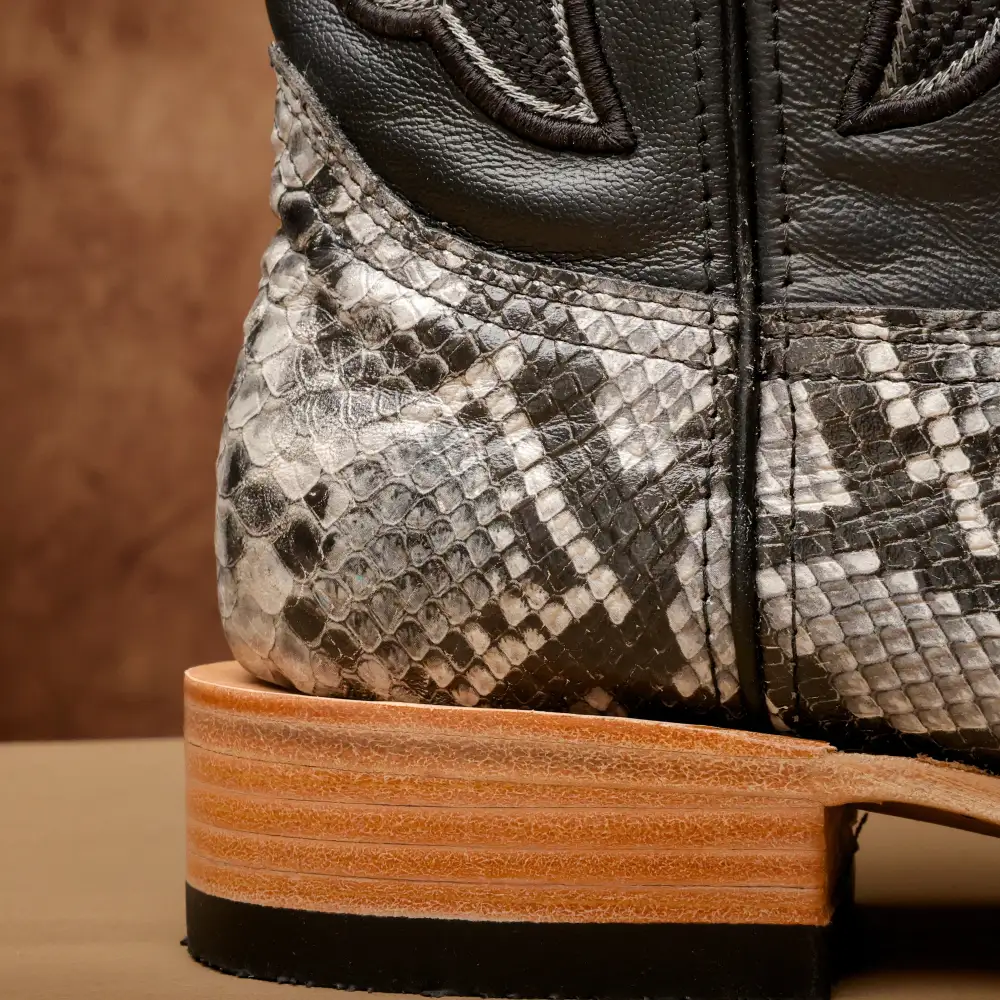 Natural Python Leather Boots - Square Toe