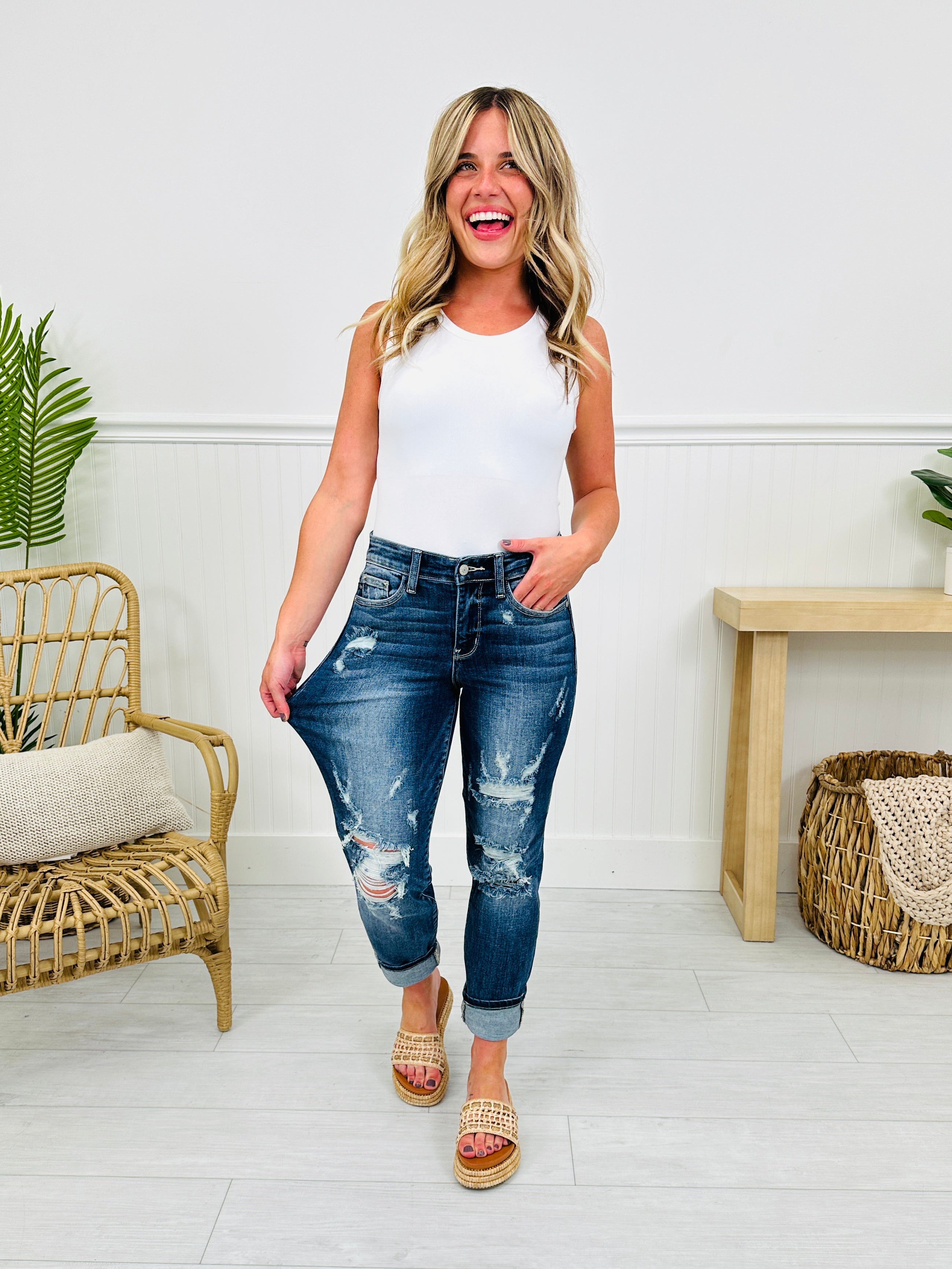 Judy Blue Plus/Reg Now Or Never Cropped Boyfriend Jeans