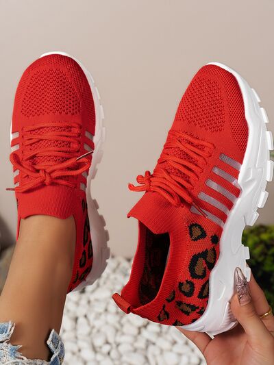 Cutout Leopard Lace Up Mesh Athletic (multiple color options)