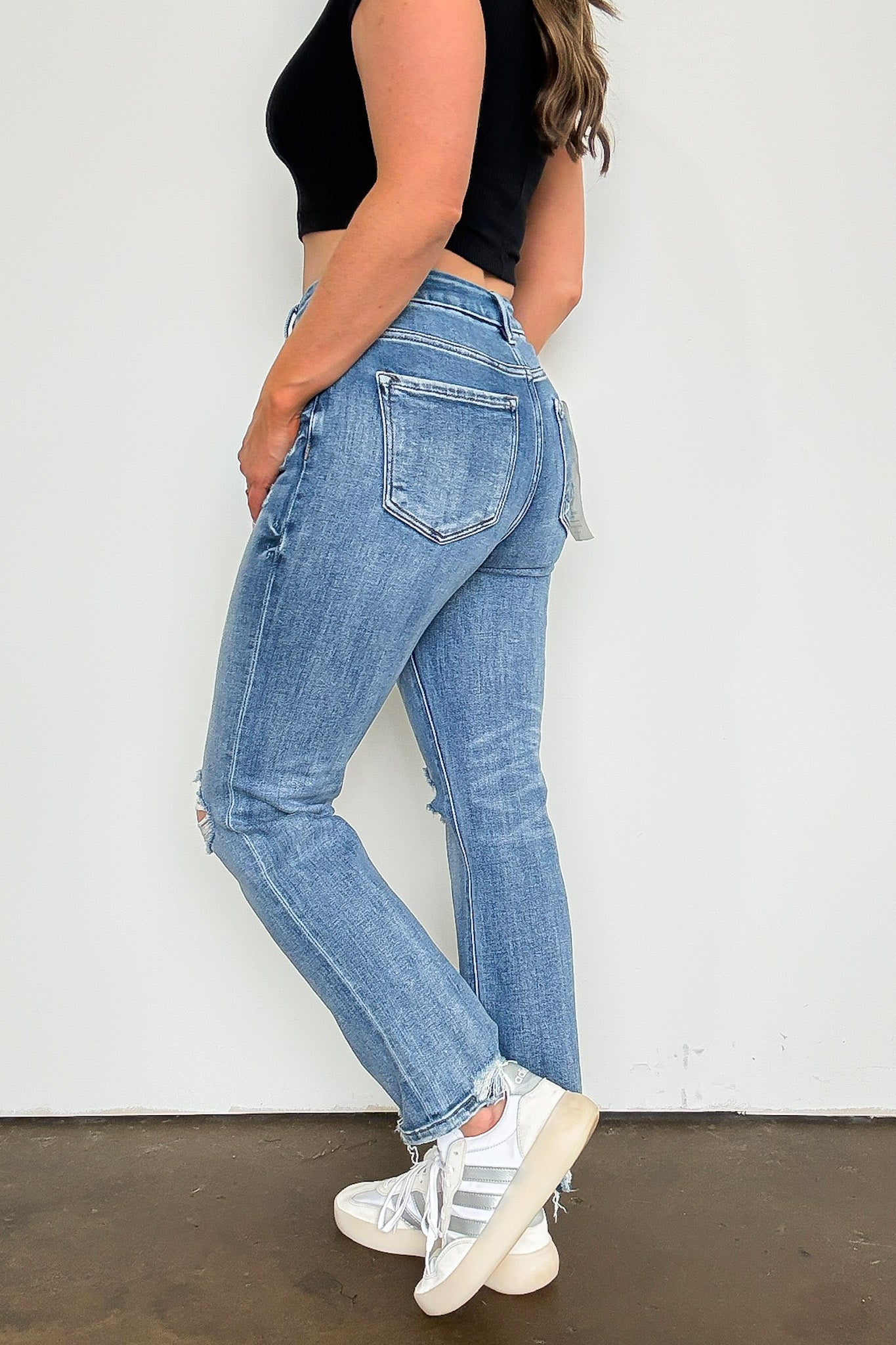 High Rise Crop Straight Jeans